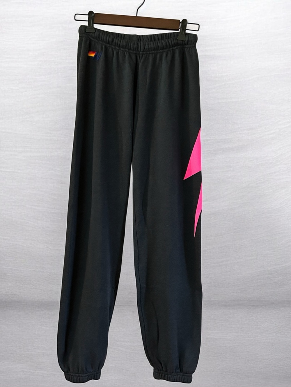 Aviator Nation BOLT SWEATPANTS - DARK CHARCOAL// NEON PINK. Women’s Medium - Picture 2 of 8